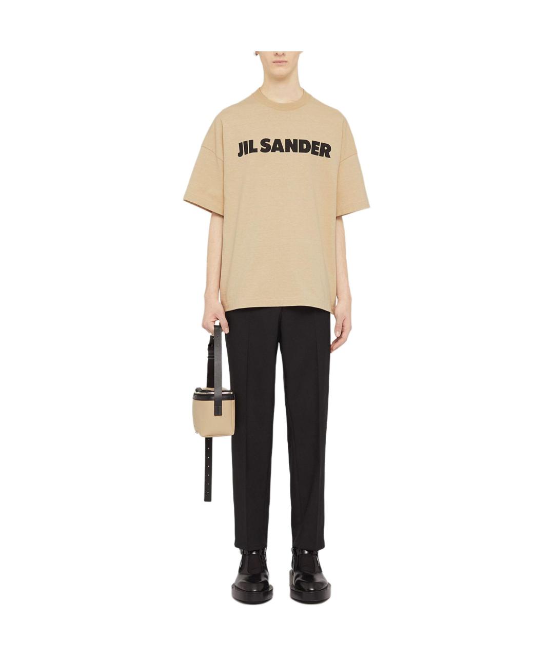 JIL SANDER Бежевая хлопковая футболка, фото 2