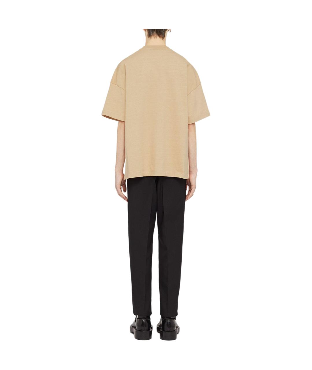 JIL SANDER Бежевая хлопковая футболка, фото 3