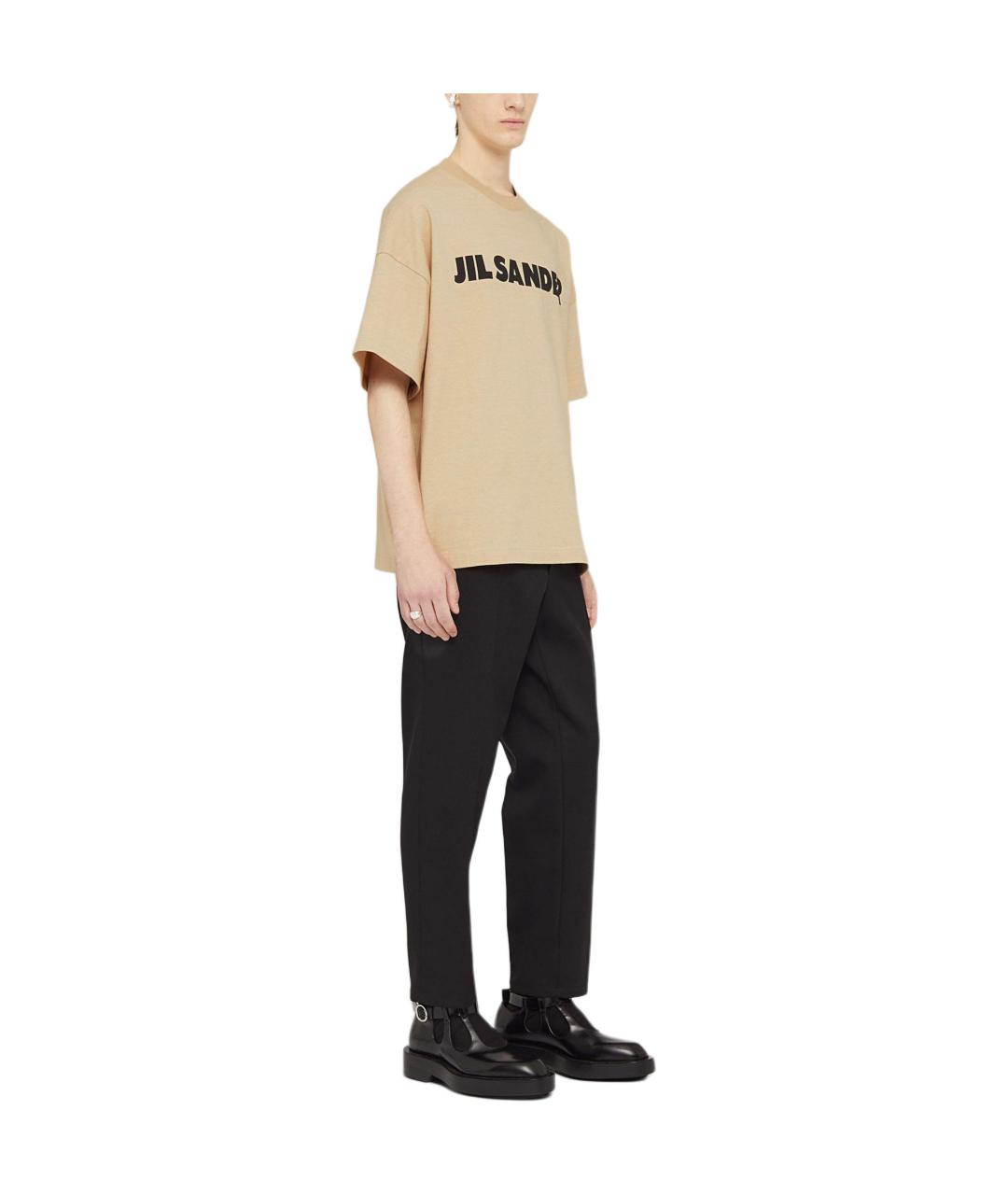 JIL SANDER Бежевая хлопковая футболка, фото 4