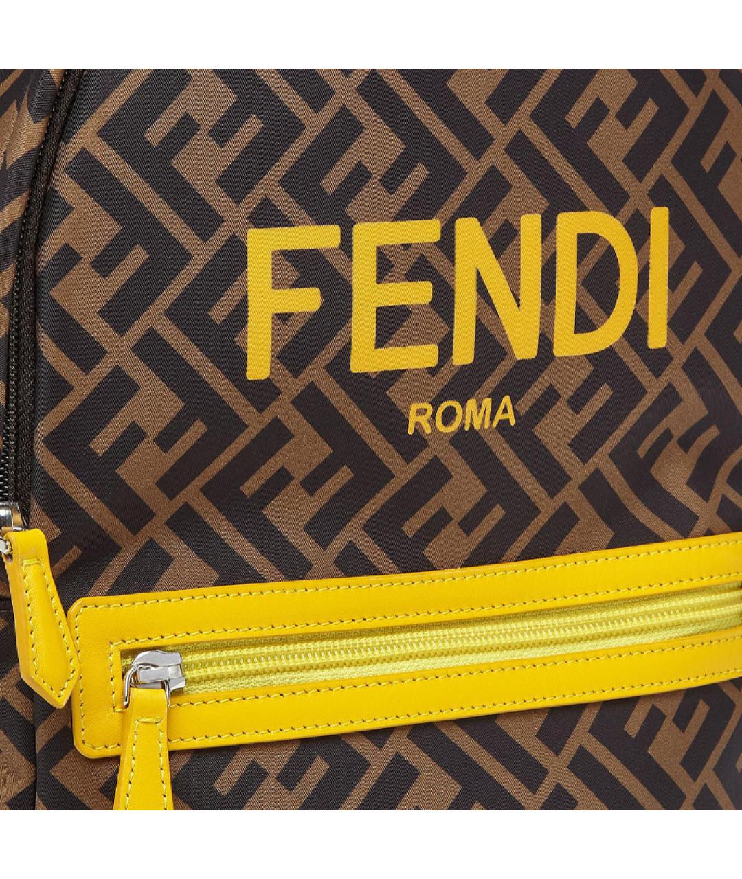 FENDI Коричневый тканевый рюкзак, фото 5