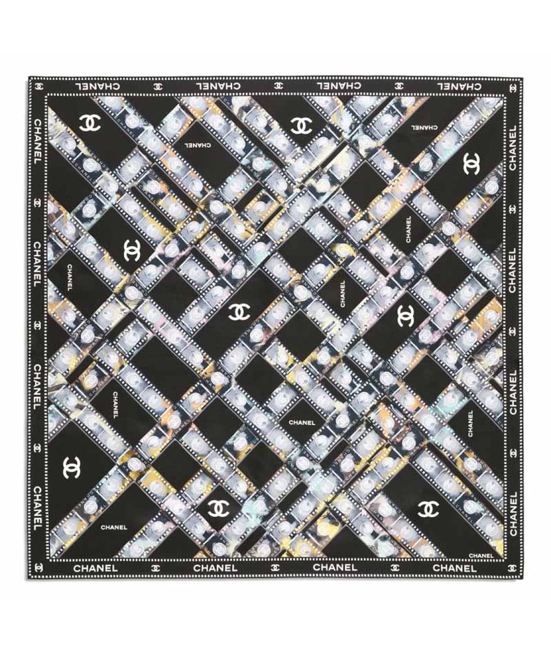 CHANEL Черный шелковый шарф, фото 1