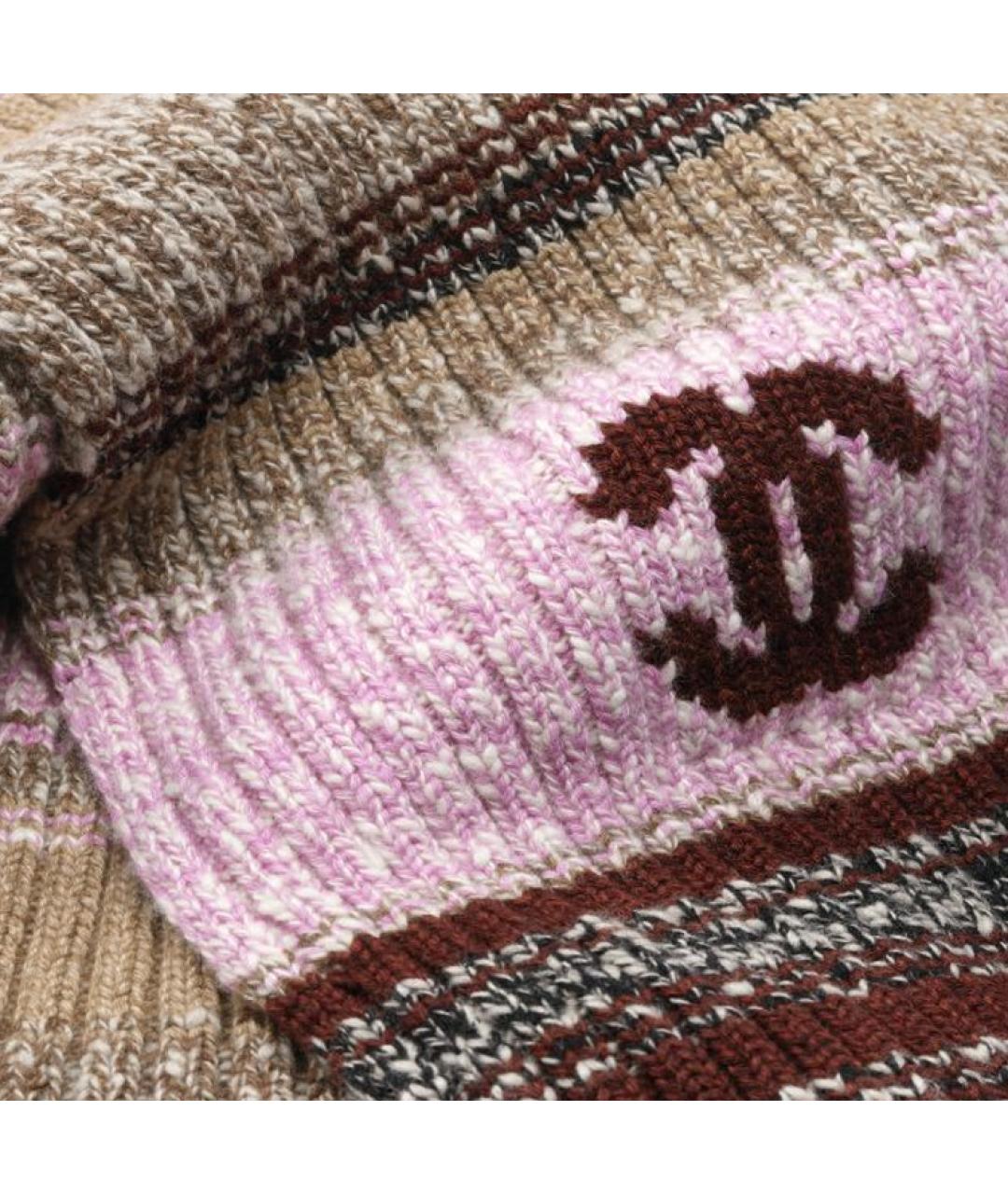 CHANEL Розовый шерстяной шарф, фото 3
