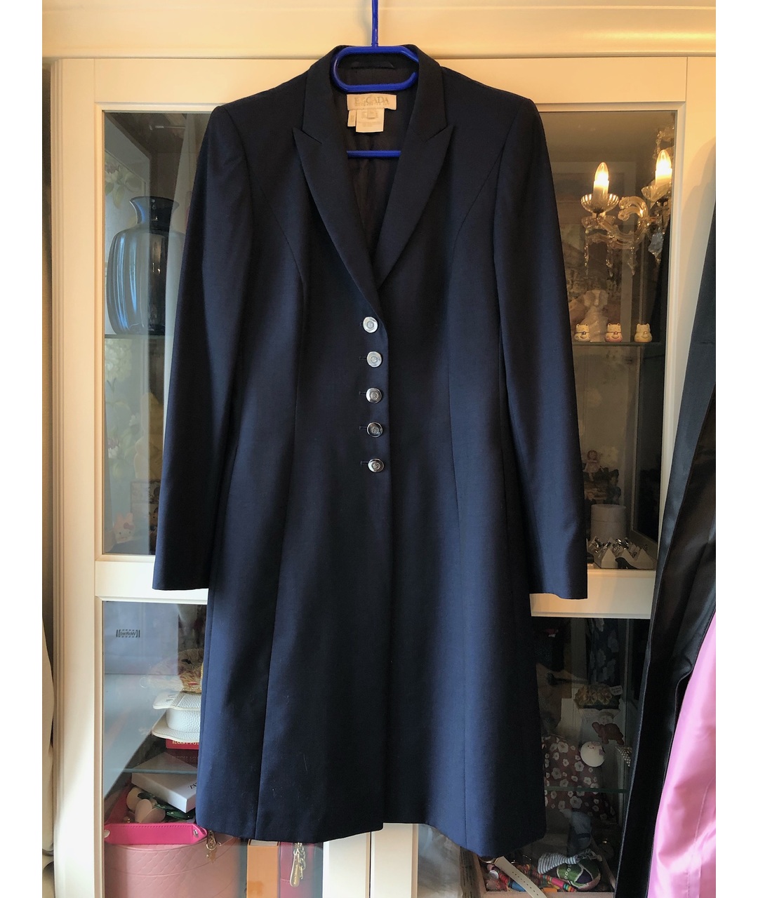 ESCADA VINTAGE Темно-синее шерстяное пальто, фото 5