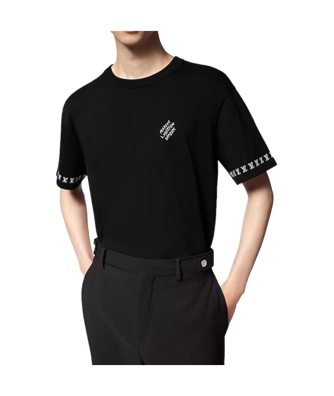 LOUIS VUITTON Черная хлопковая футболка, фото 4