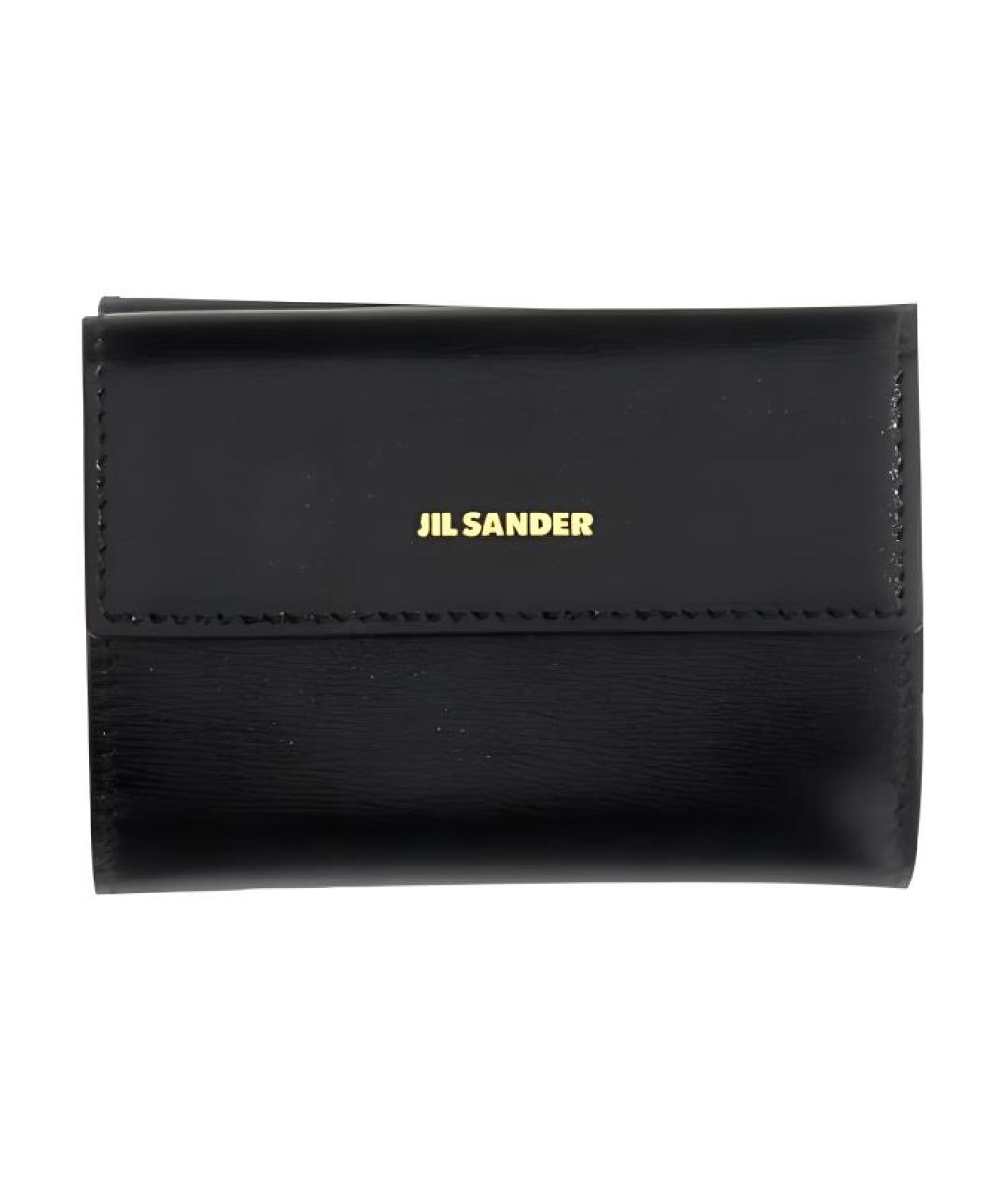 JIL SANDER Черный кожаный кошелек, фото 1