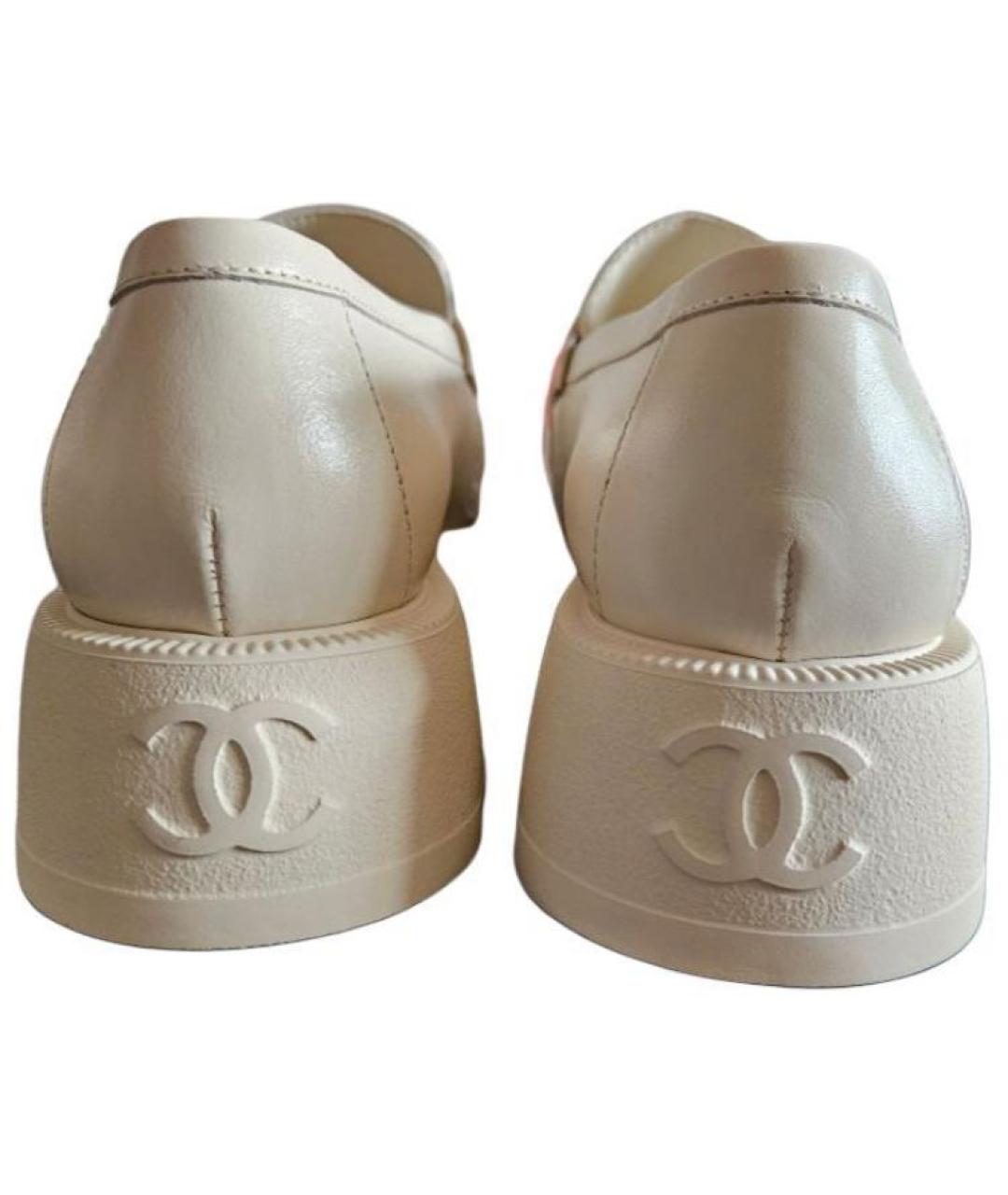 CHANEL Бежевые кожаные лоферы, фото 4
