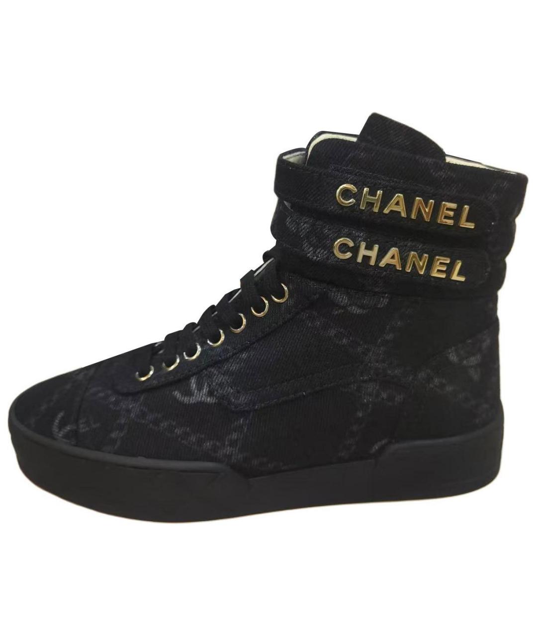 CHANEL Черные текстильные кеды, фото 4
