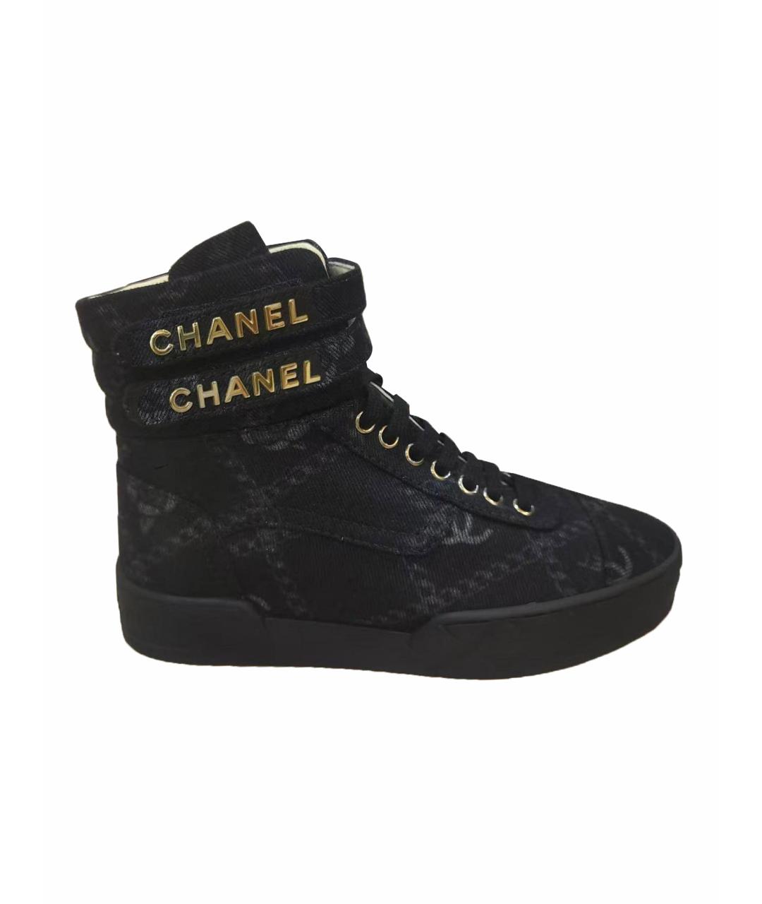 CHANEL Черные текстильные кеды, фото 1
