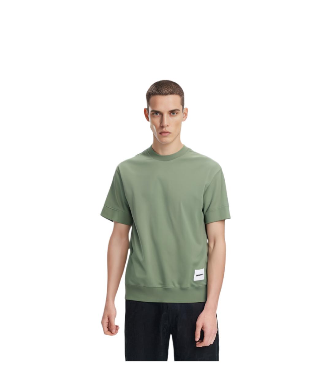 JIL SANDER Зеленая хлопковая футболка, фото 3