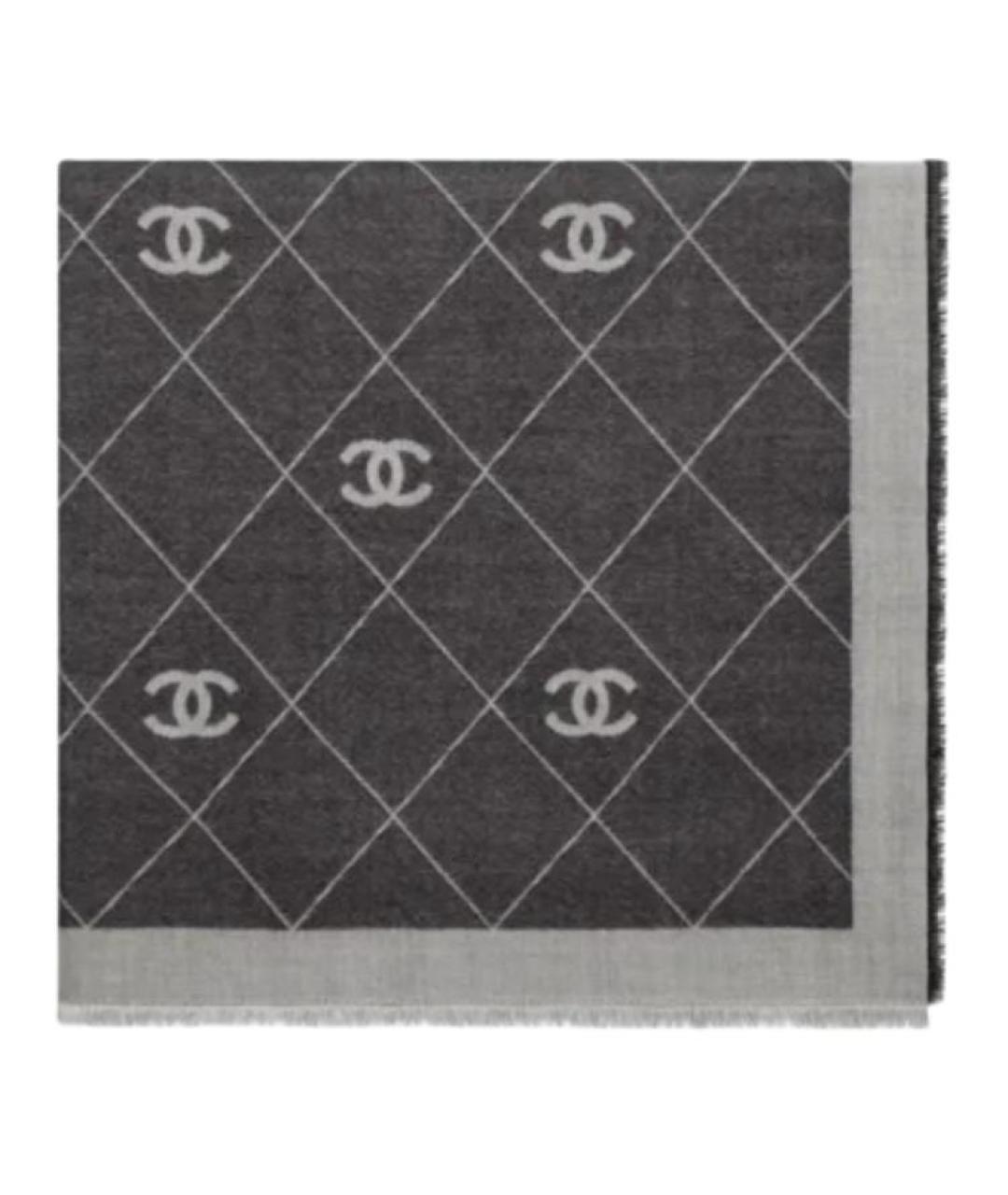 CHANEL Серый шарф, фото 2