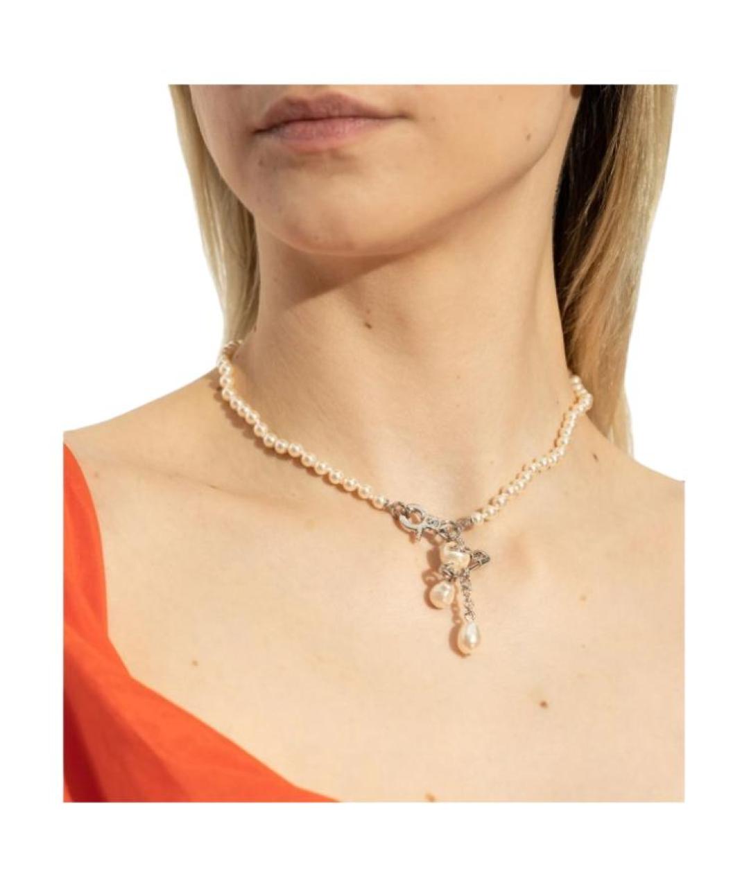 VIVIENNE WESTWOOD Белое латунное колье, фото 5