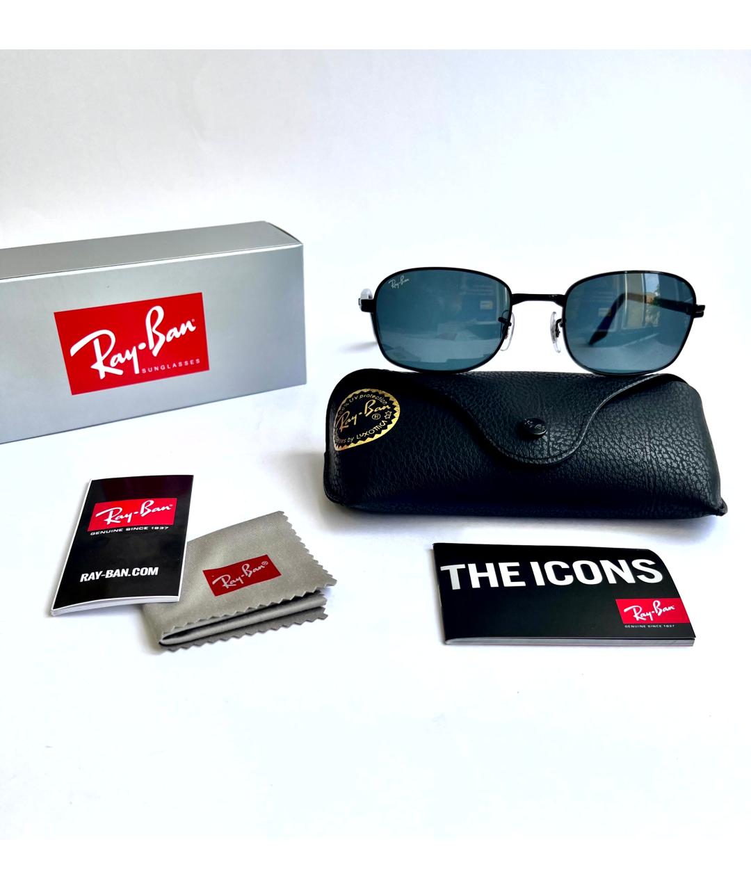 RAY BAN Черные металлические солнцезащитные очки, фото 4