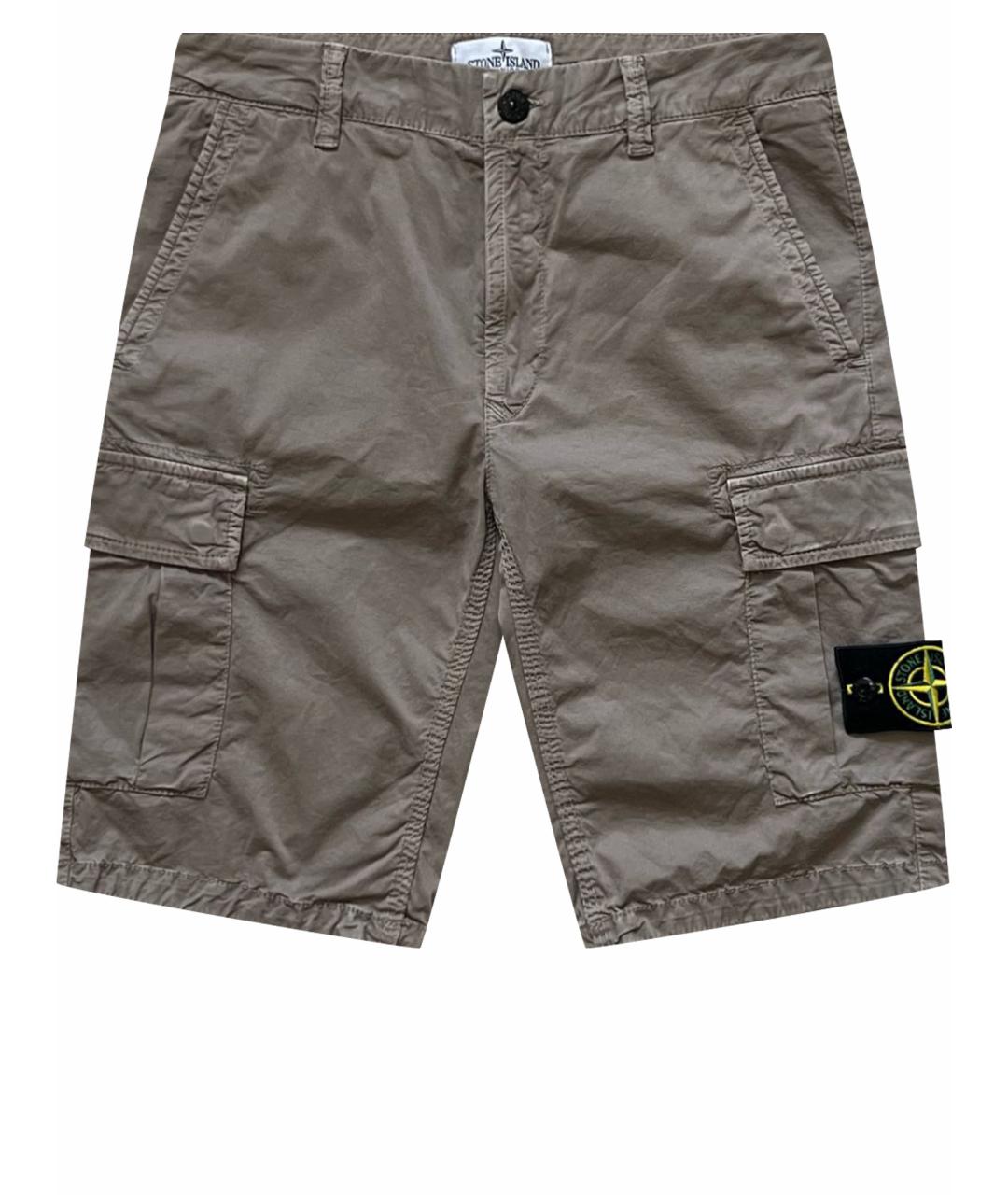 STONE ISLAND JUNIOR Коричневые хлопковые брюки и шорты, фото 1