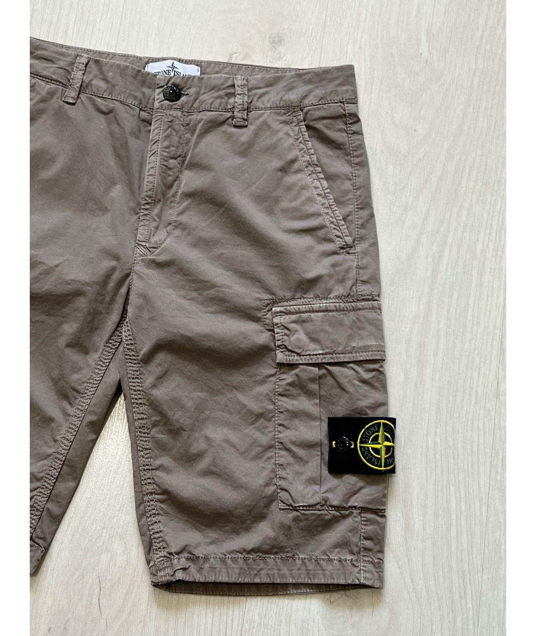 STONE ISLAND JUNIOR Коричневые хлопковые брюки и шорты, фото 5