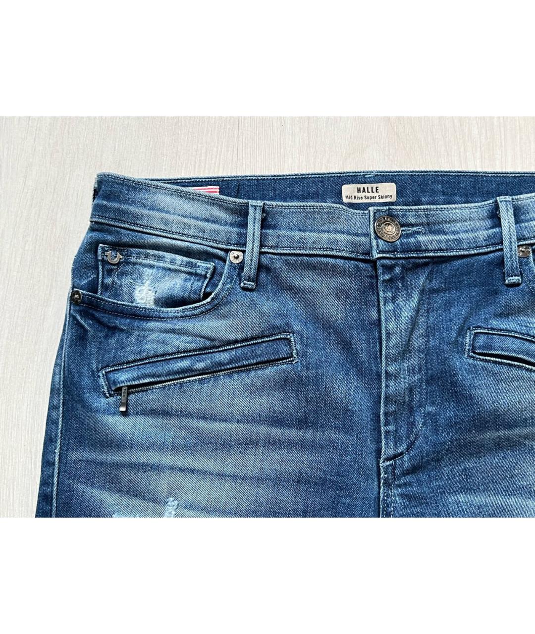 TRUE RELIGION Синие хлопко-эластановые джинсы слим, фото 5