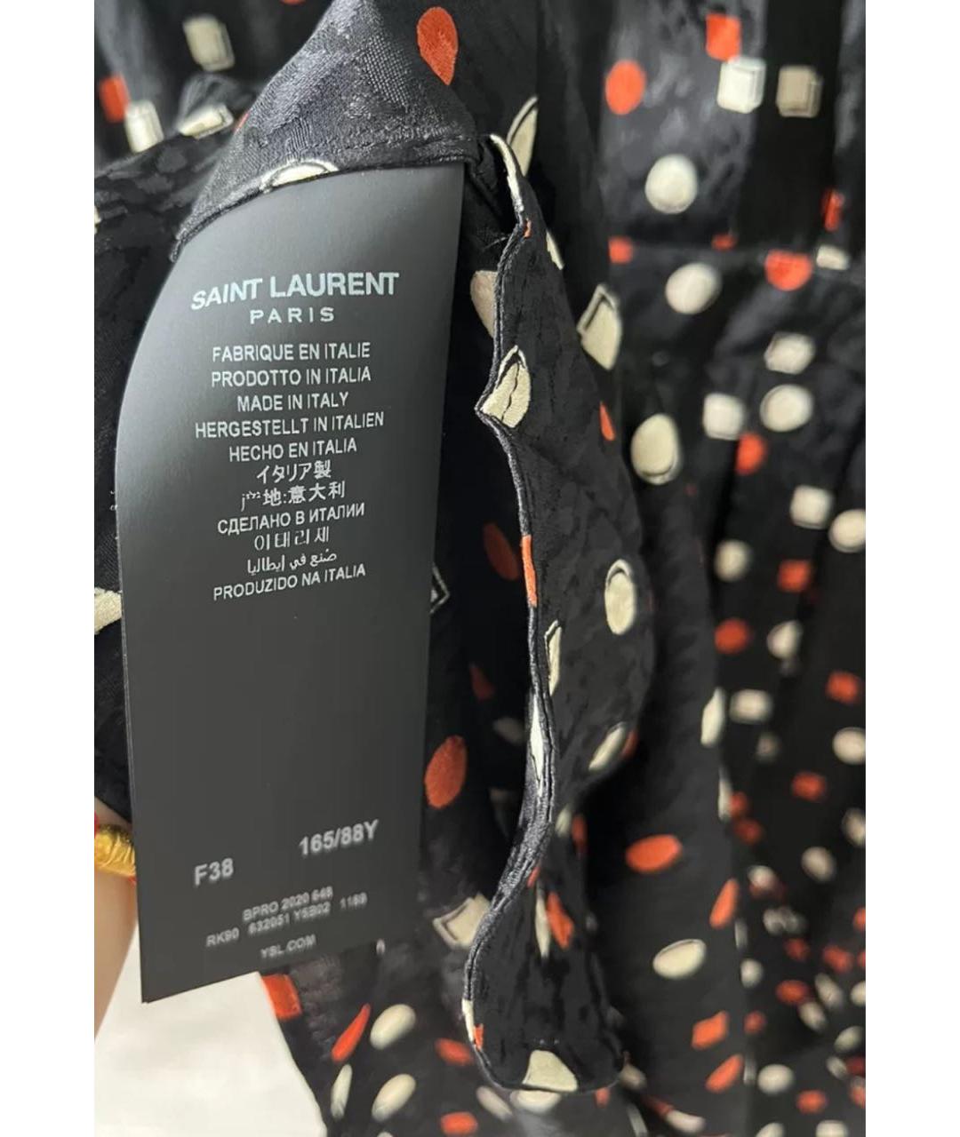 SAINT LAURENT Черное шелковое повседневное платье, фото 5