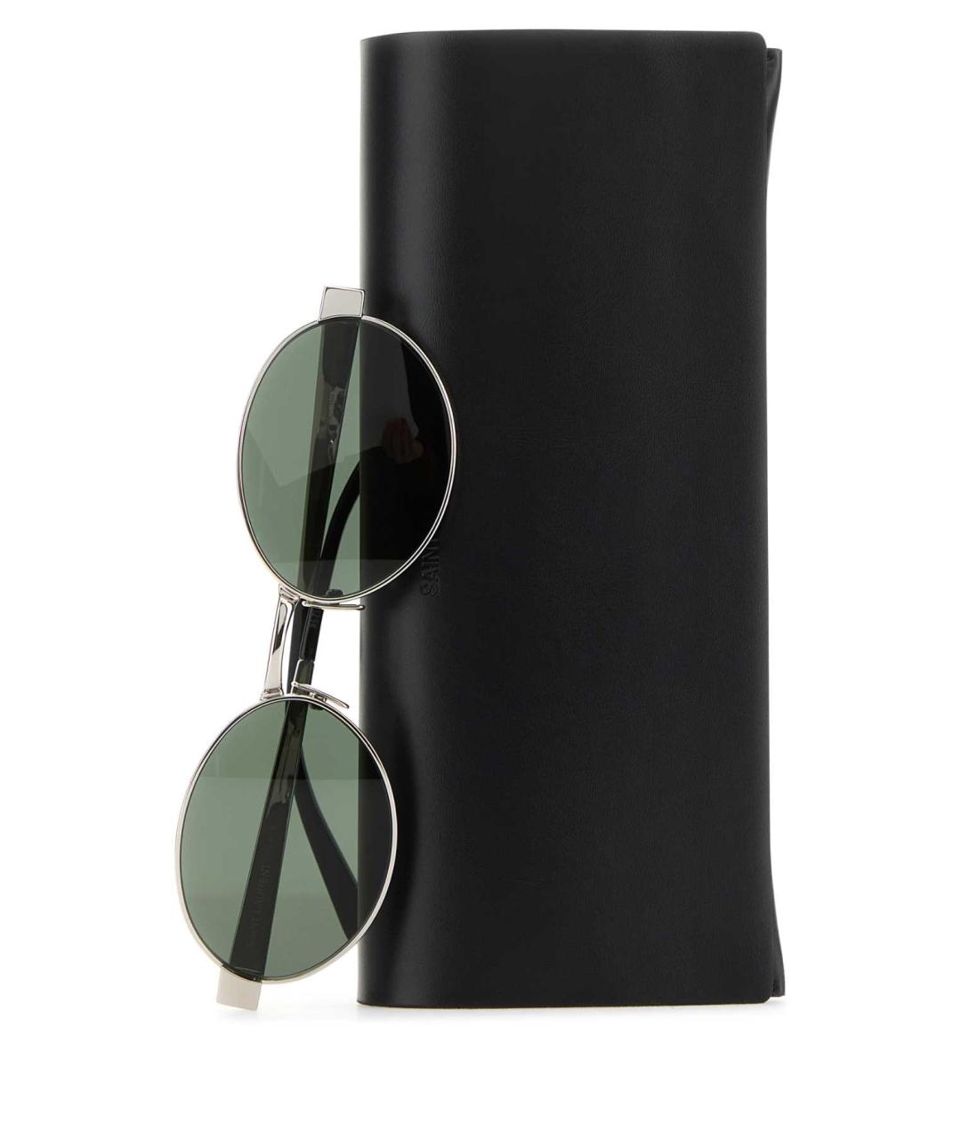 SAINT LAURENT Серебряные металлические солнцезащитные очки, фото 3