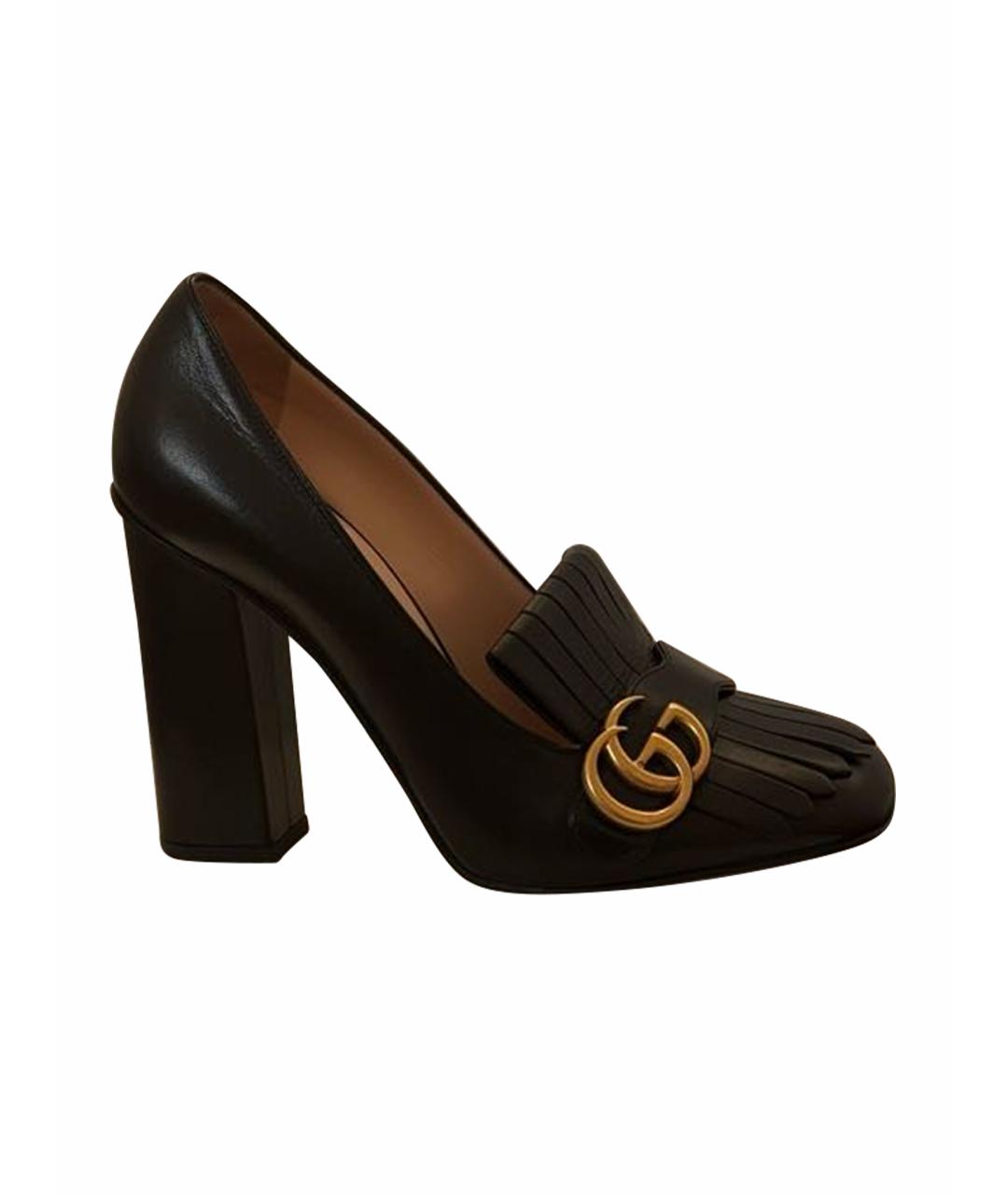 GUCCI Черные кожаные туфли, фото 1