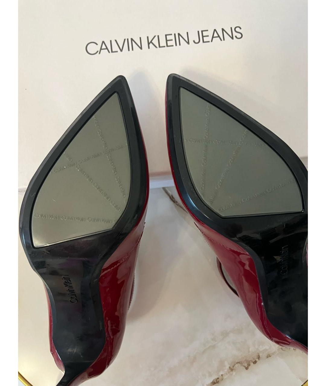 CALVIN KLEIN Бордовые туфли из лакированной кожи, фото 6