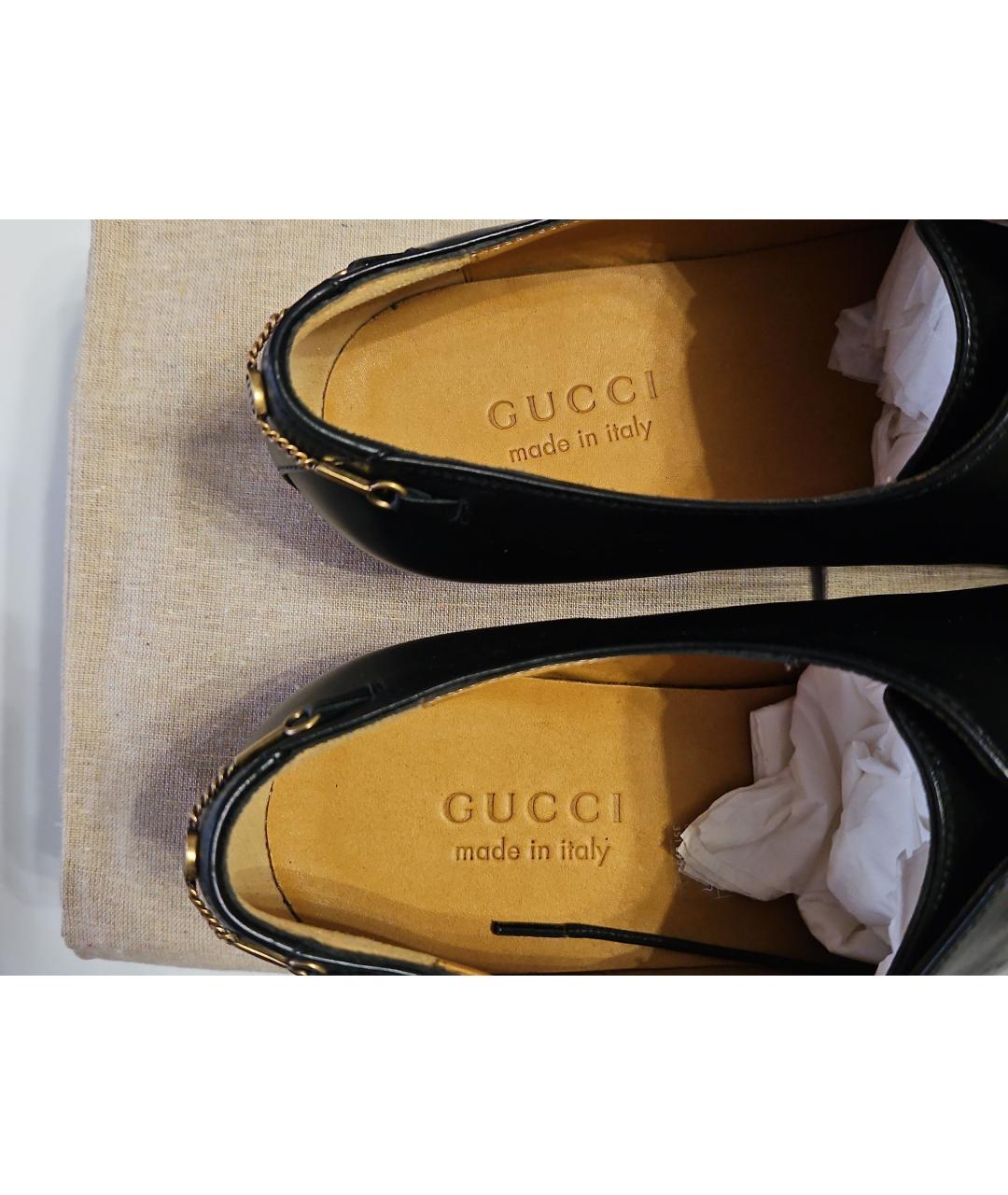 GUCCI Черные кожаные туфли, фото 5