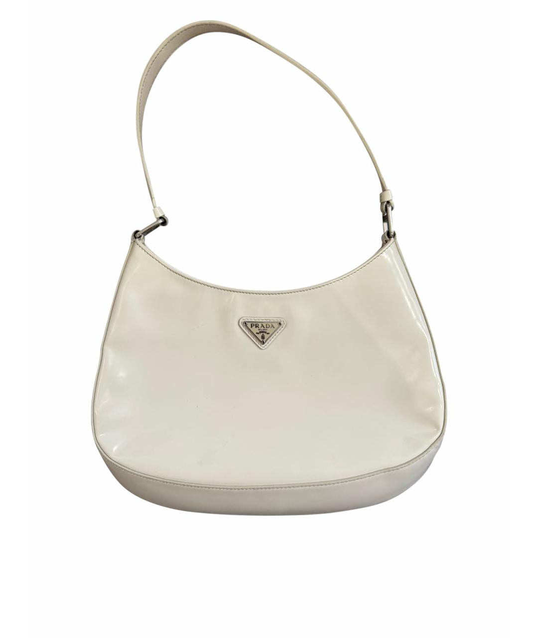 PRADA Белая сумка с короткими ручками из лакированной кожи, фото 1