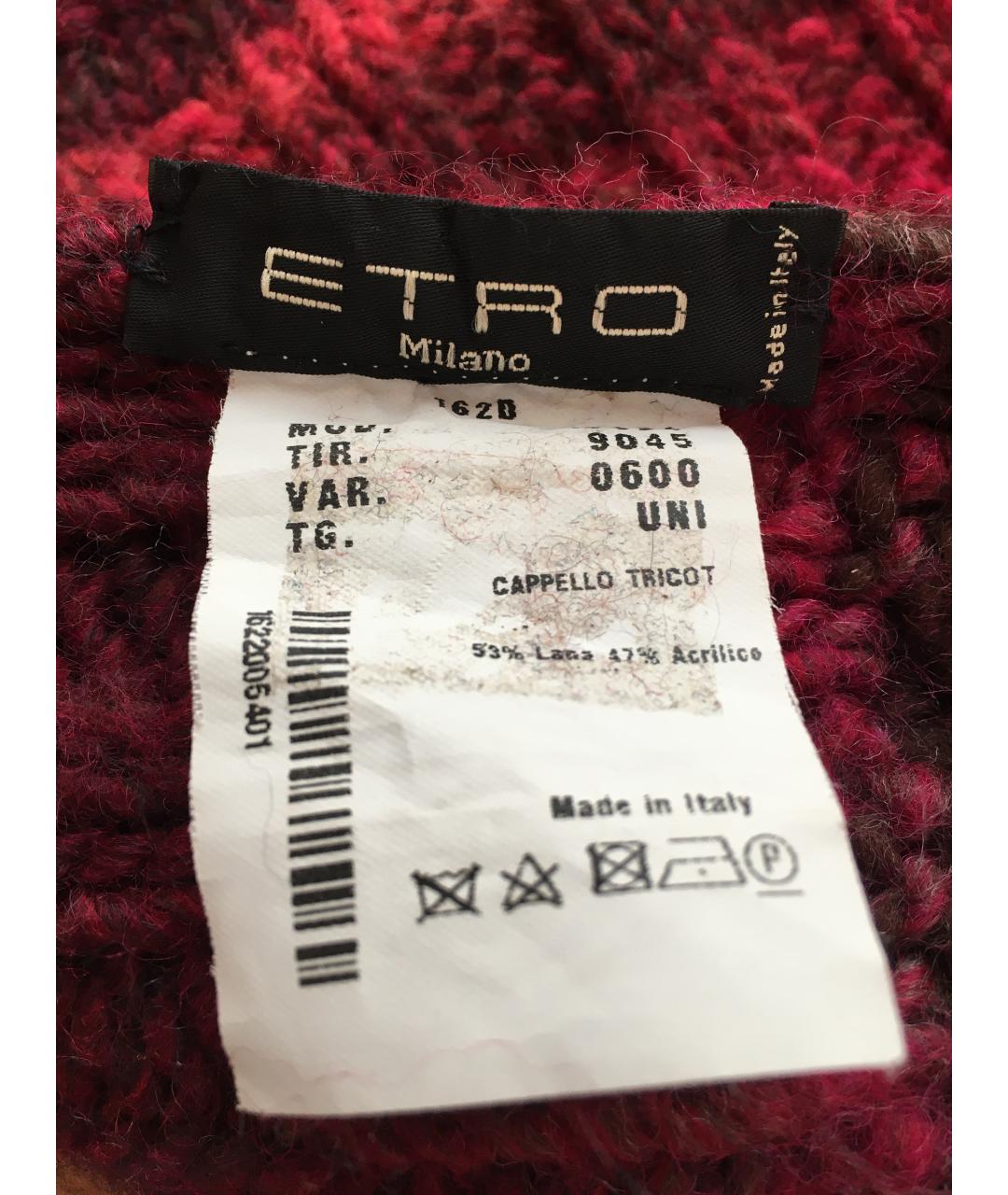 ETRO Бордовая шерстяная шапка, фото 3