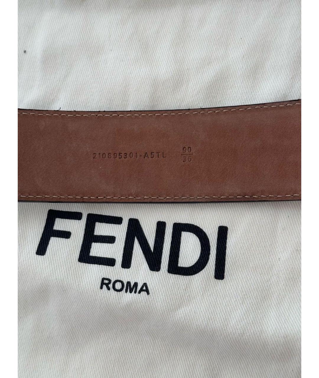 FENDI Коричневый кожаный ремень, фото 3