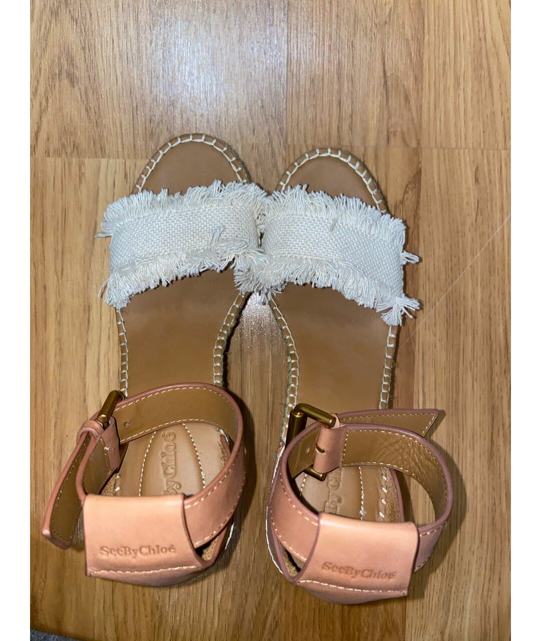 SEE BY CHLOE Коричневые текстильные босоножки, фото 3