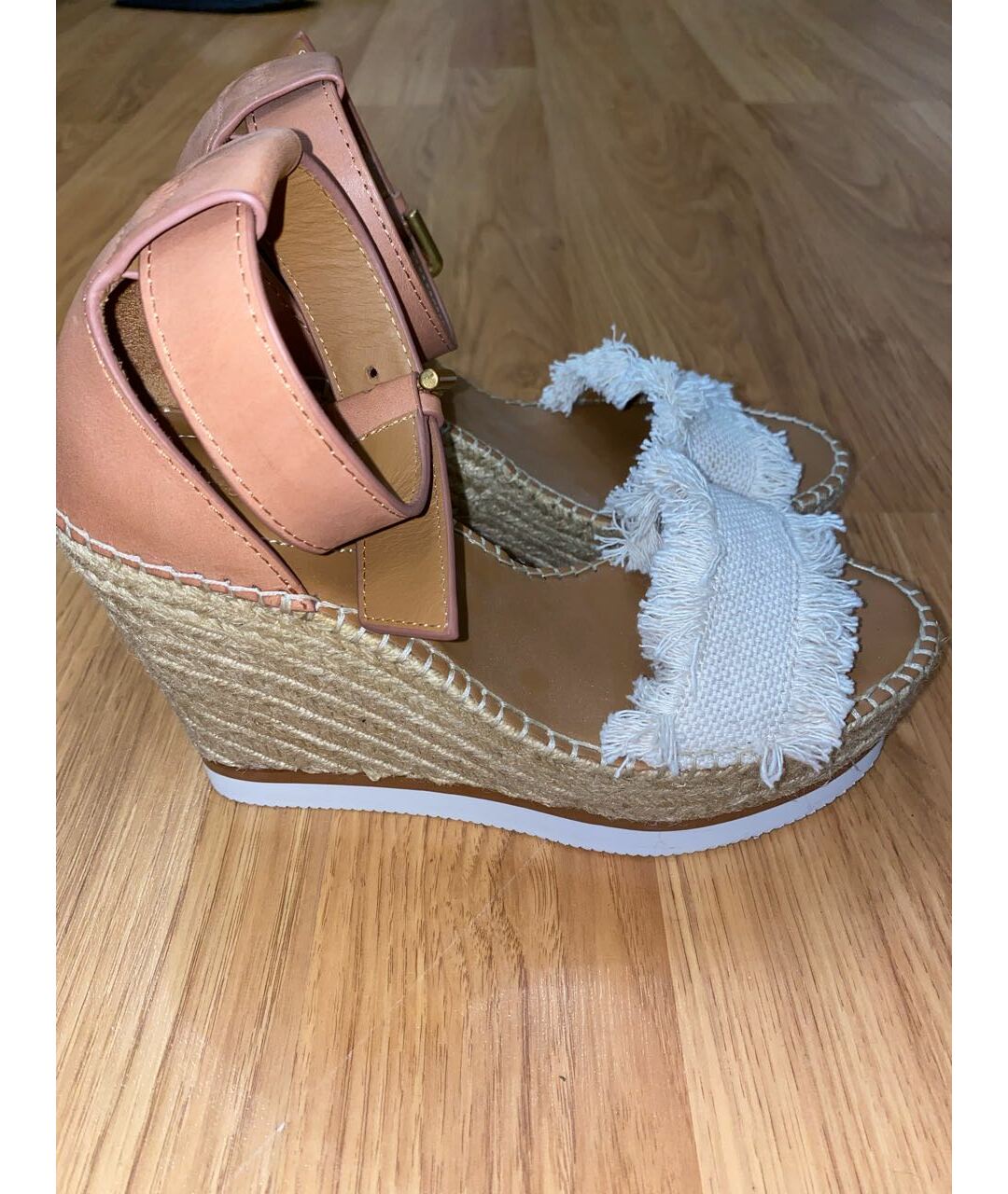 SEE BY CHLOE Коричневые текстильные босоножки, фото 5