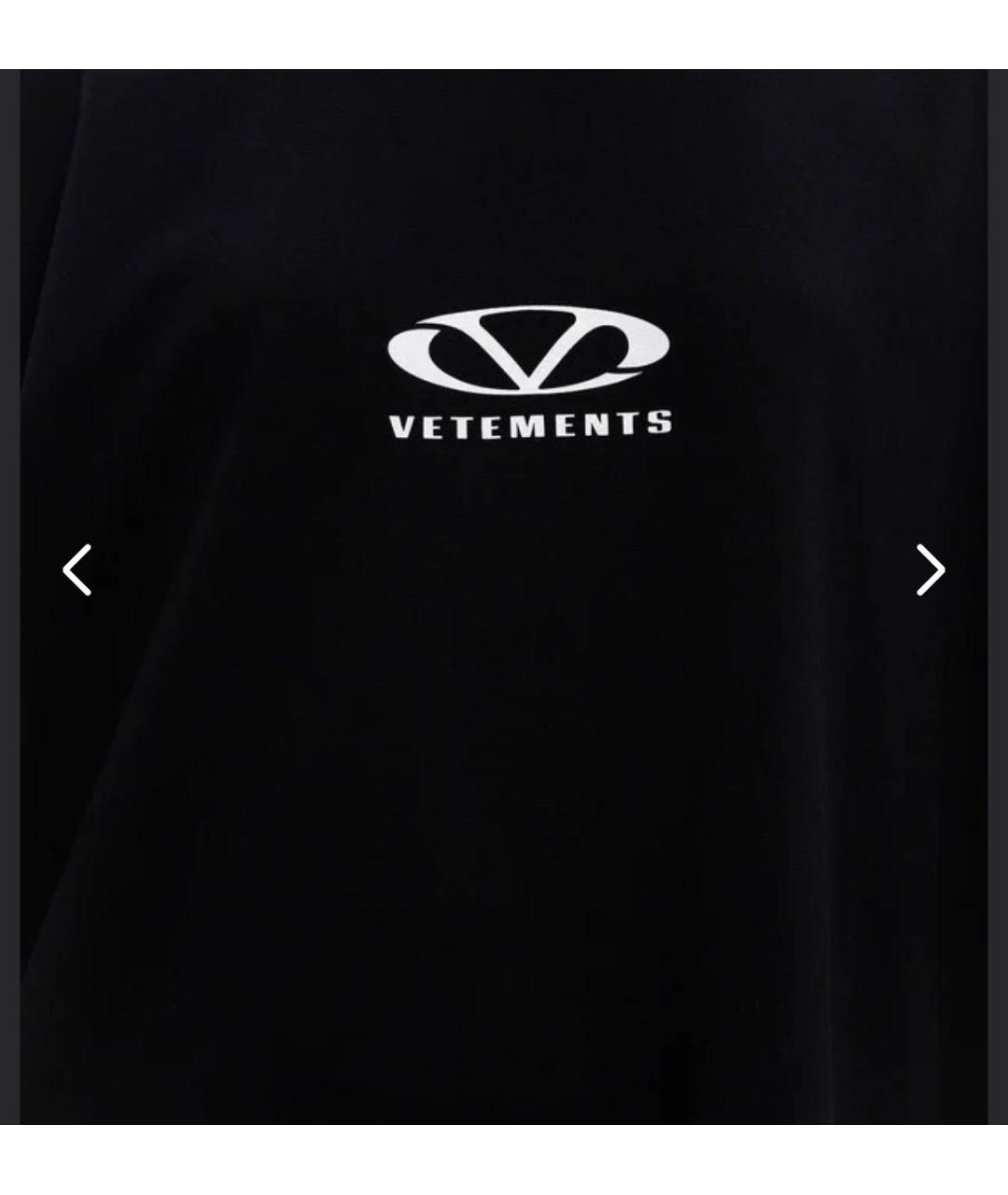 VETEMENTS Черная хлопковая футболка, фото 5