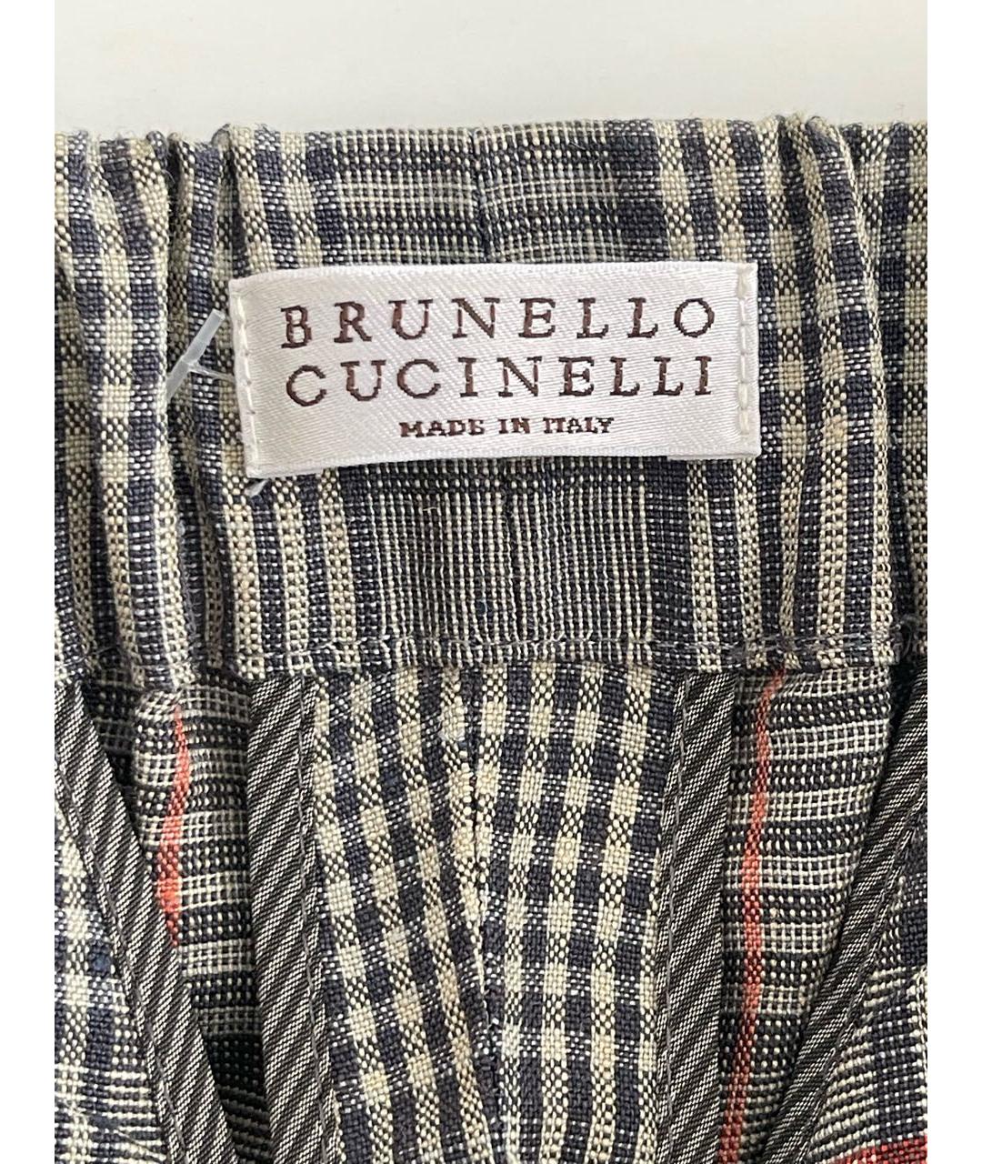 BRUNELLO CUCINELLI Серые льняные прямые брюки, фото 4