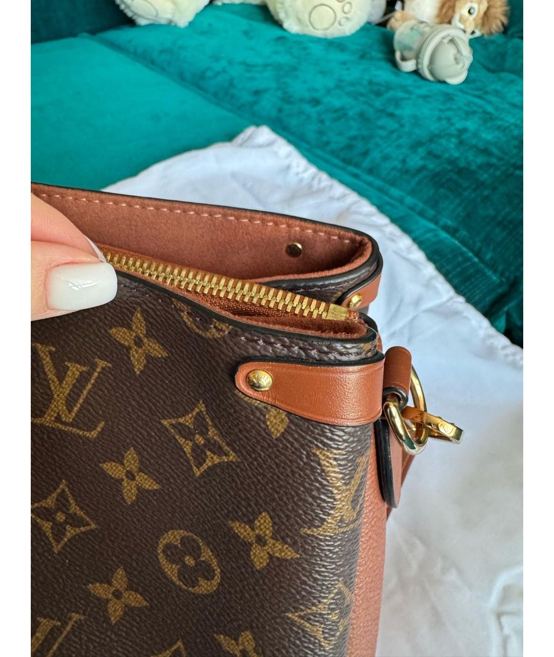 LOUIS VUITTON Коричневая кожаная сумка через плечо, фото 5