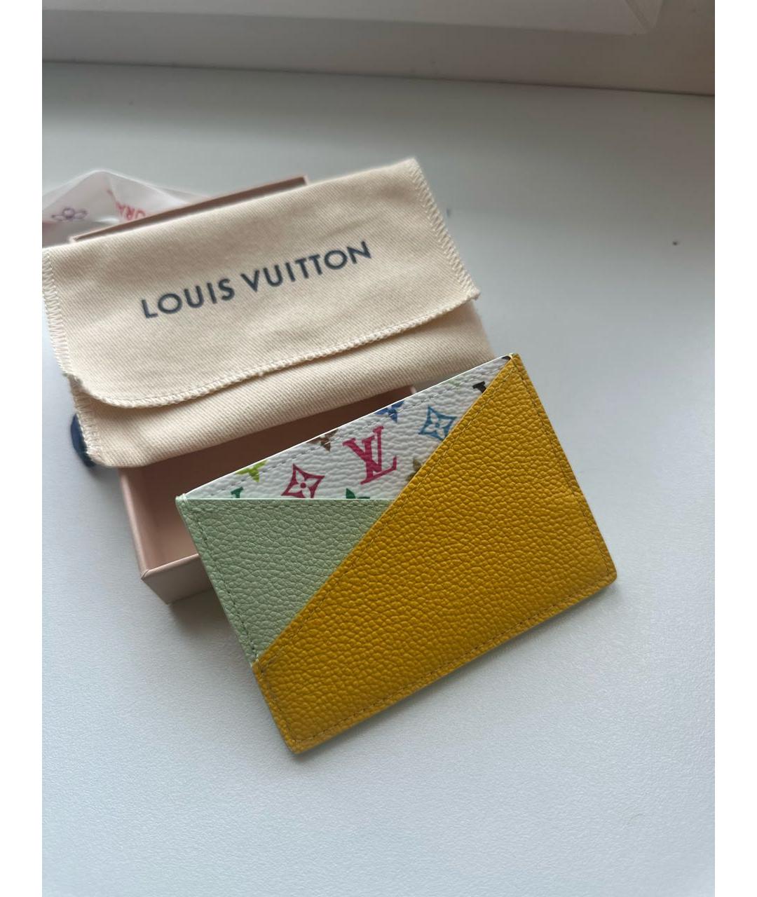 LOUIS VUITTON Желтый кожаный кардхолдер, фото 2