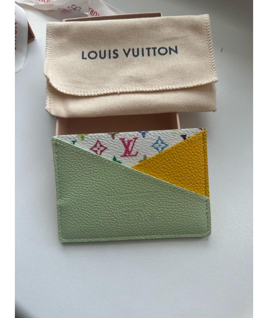 LOUIS VUITTON Желтый кожаный кардхолдер, фото 3