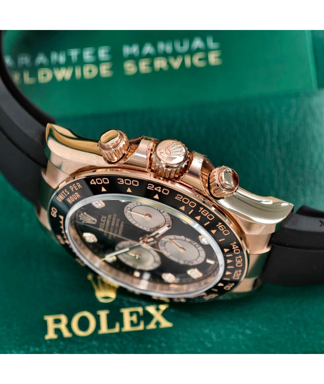 ROLEX Черные часы из розового золота, фото 5