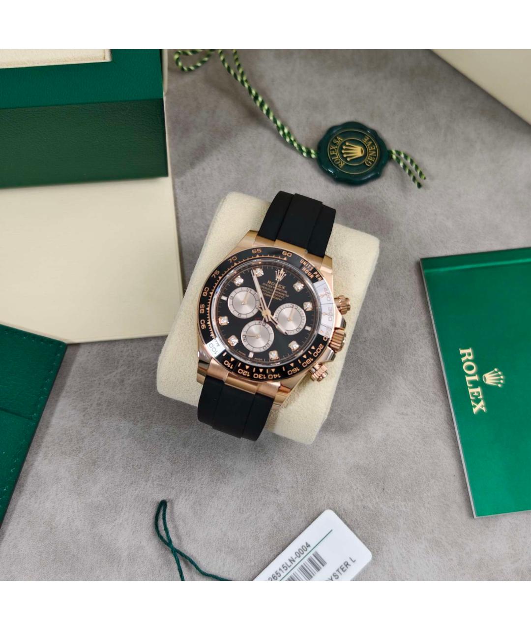 ROLEX Черные часы из розового золота, фото 2