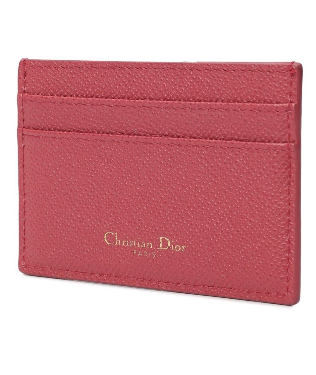 CHRISTIAN DIOR Коралловый кожаный кардхолдер, фото 3