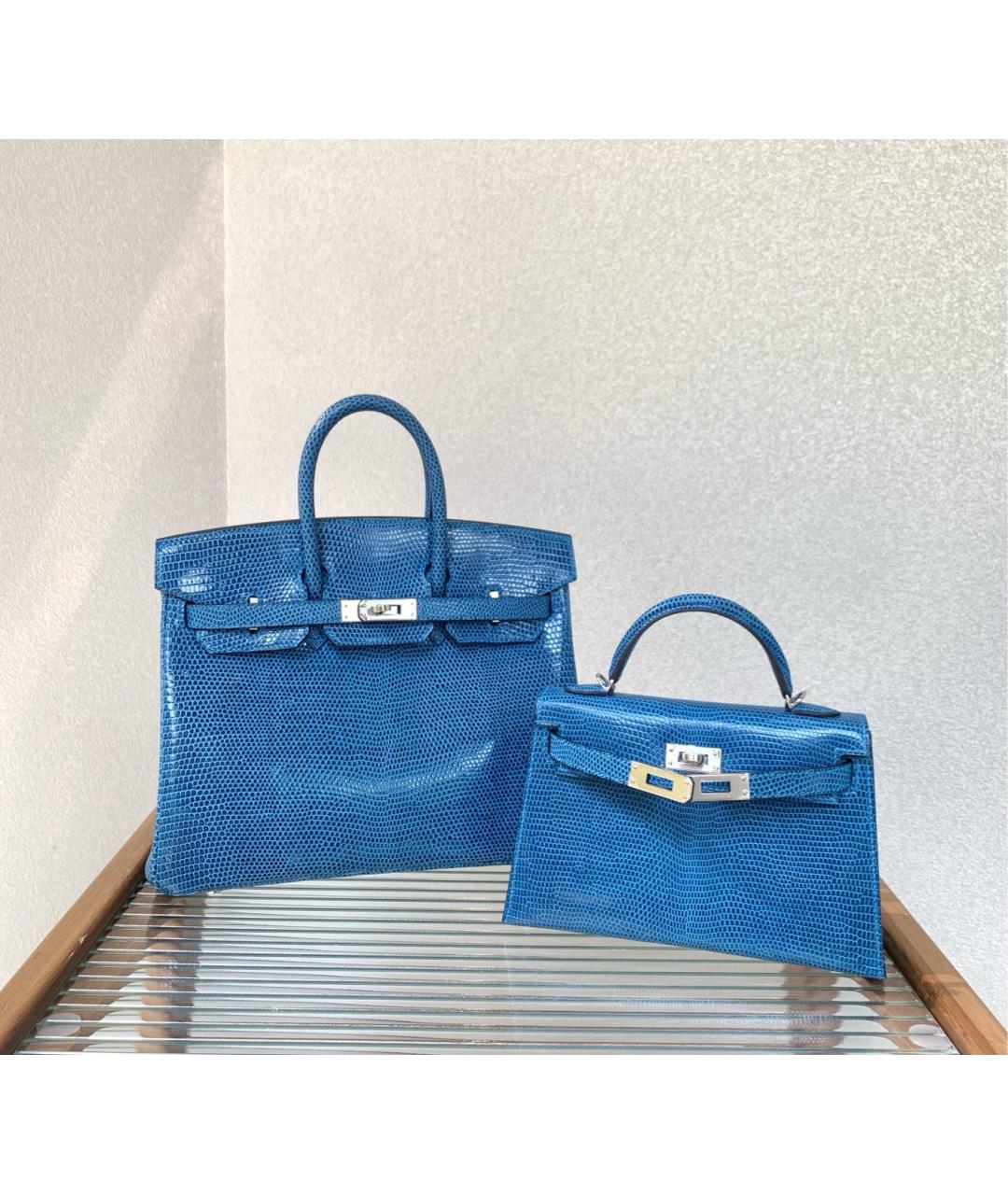 HERMES Голубая кожаная сумка через плечо, фото 5