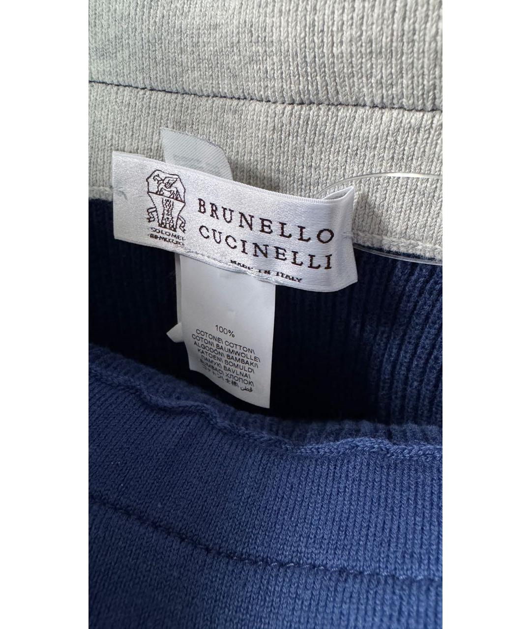 BRUNELLO CUCINELLI Синие хлопковые повседневные брюки, фото 3