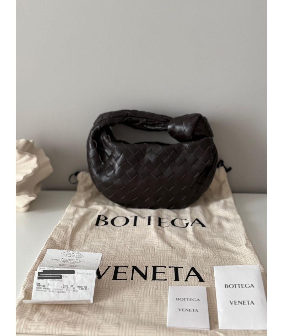 BOTTEGA VENETA Коричневая кожаная сумка с короткими ручками, фото 5