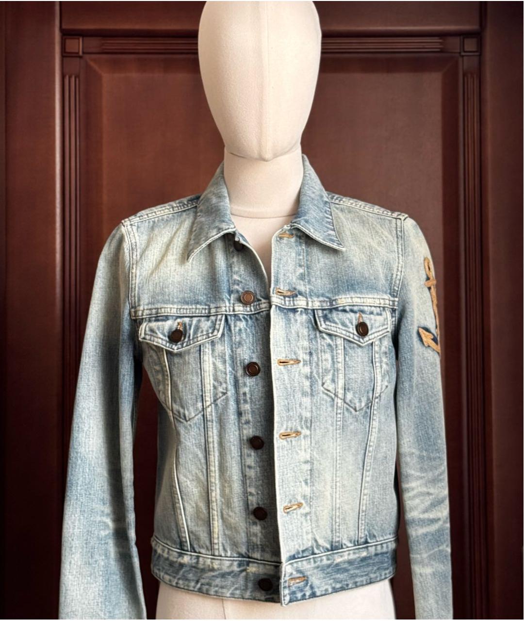 SAINT LAURENT Голубая хлопковая куртка, фото 5