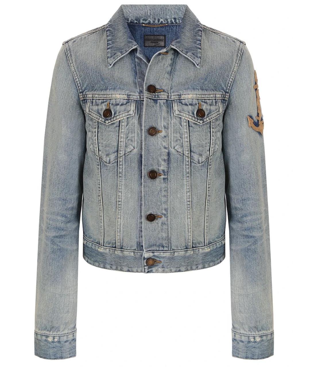 SAINT LAURENT Голубая хлопковая куртка, фото 1