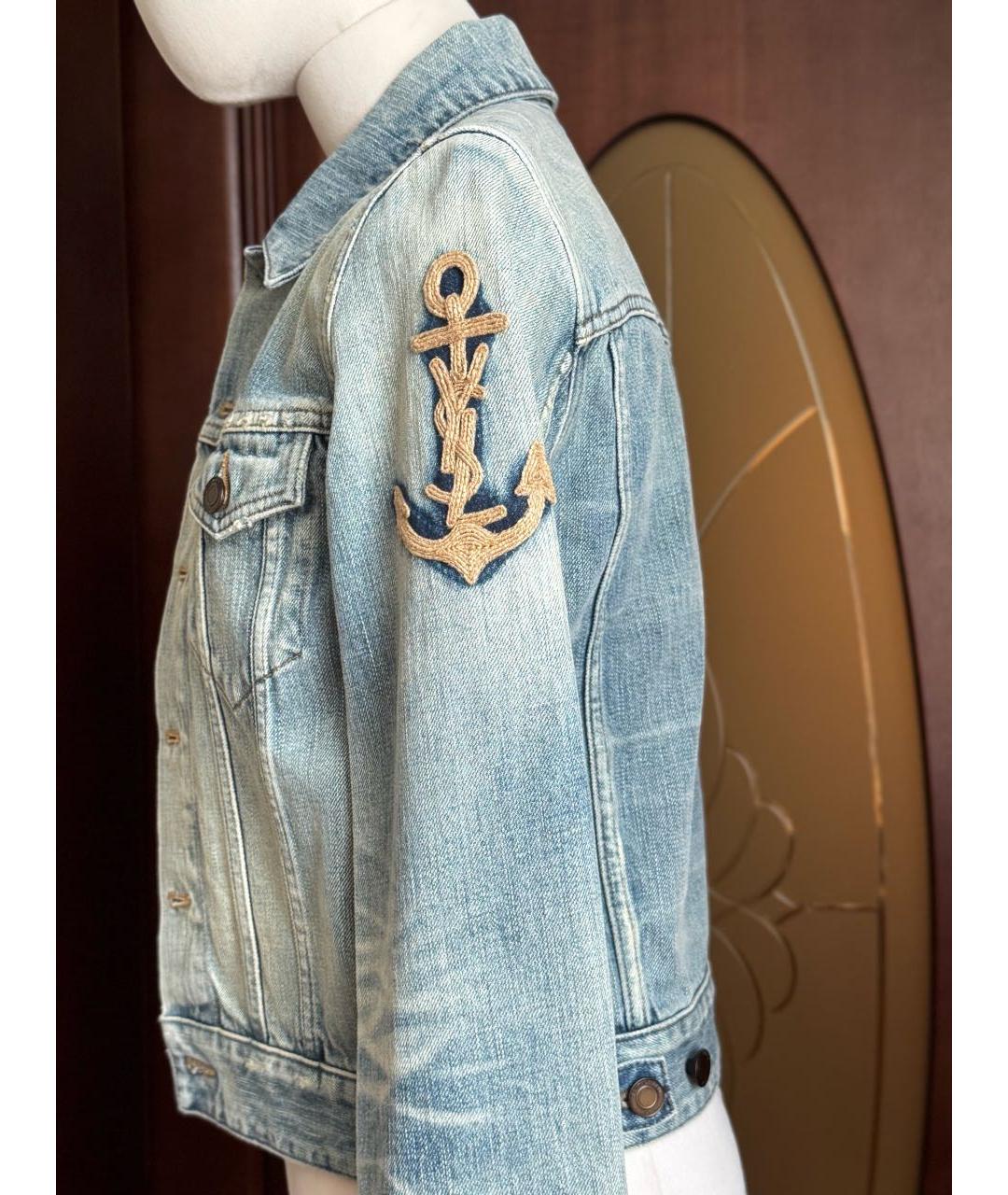 SAINT LAURENT Голубая хлопковая куртка, фото 6