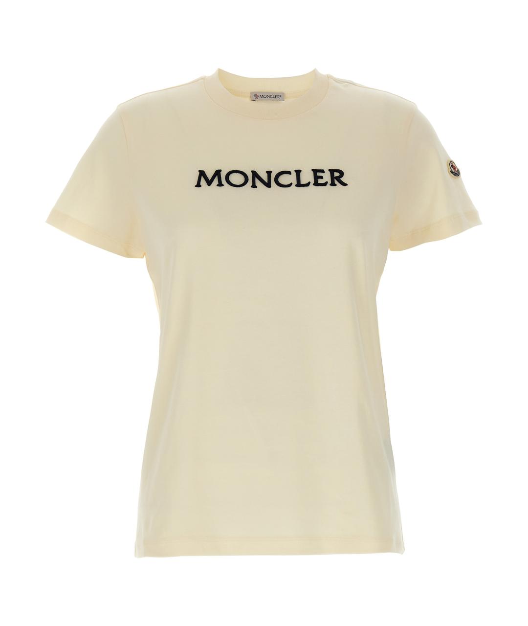 MONCLER Бежевая хлопковая футболка, фото 1