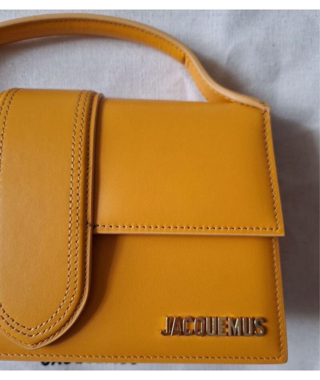 JACQUEMUS Оранжевая кожаная сумка с короткими ручками, фото 2