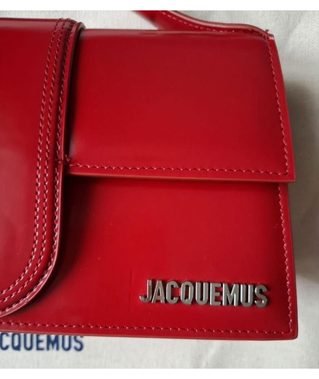JACQUEMUS Красная сумка с короткими ручками из лакированной кожи, фото 2