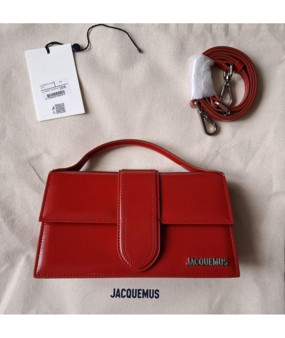 JACQUEMUS Красная сумка с короткими ручками из лакированной кожи, фото 5