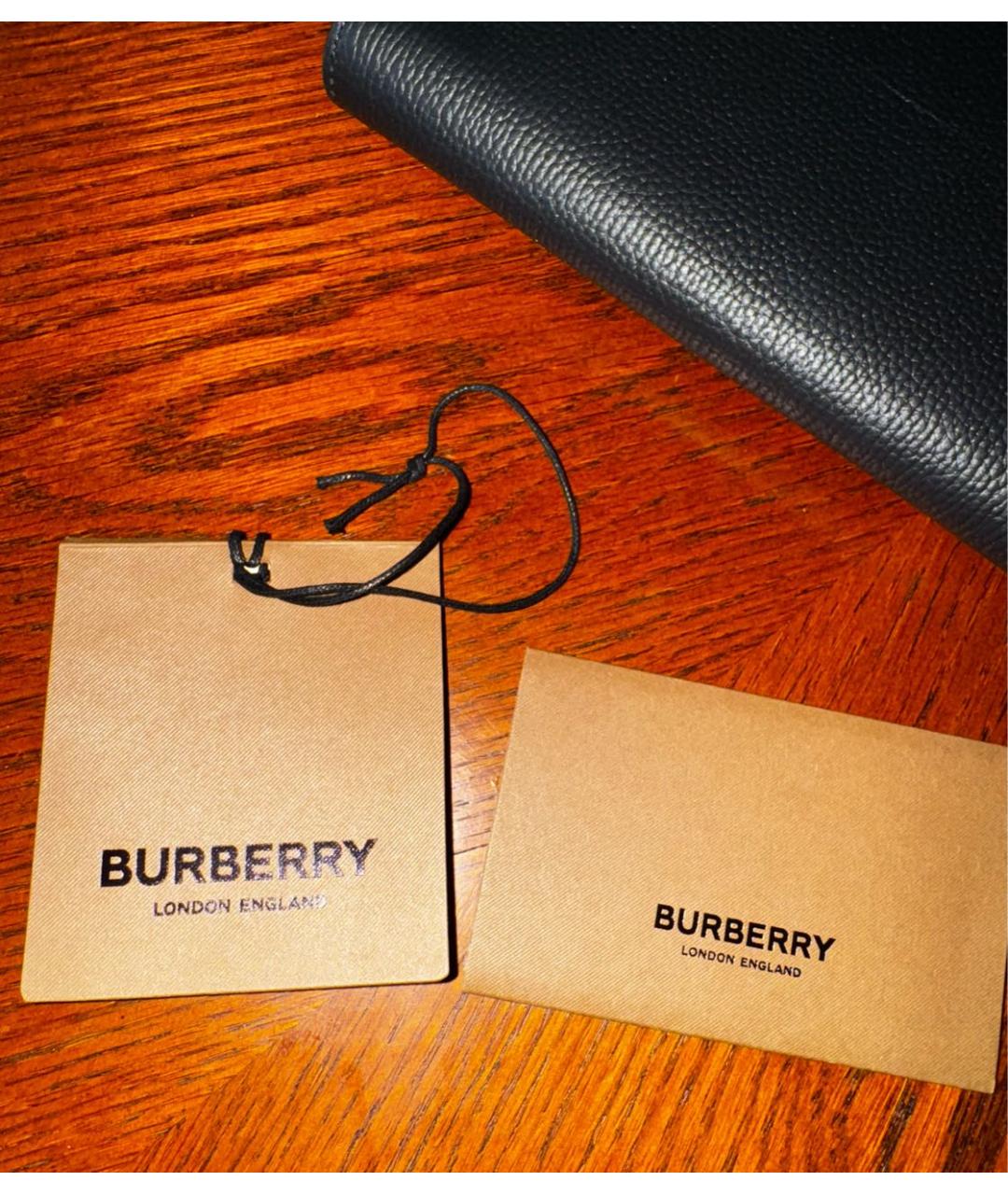 BURBERRY Черный кожаный кошелек, фото 5