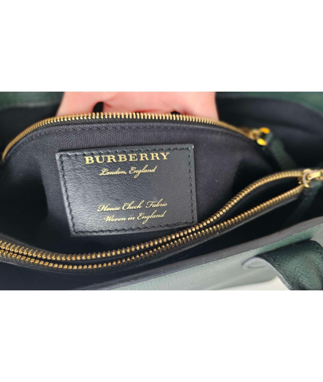 BURBERRY Зеленая кожаная сумка с короткими ручками, фото 5