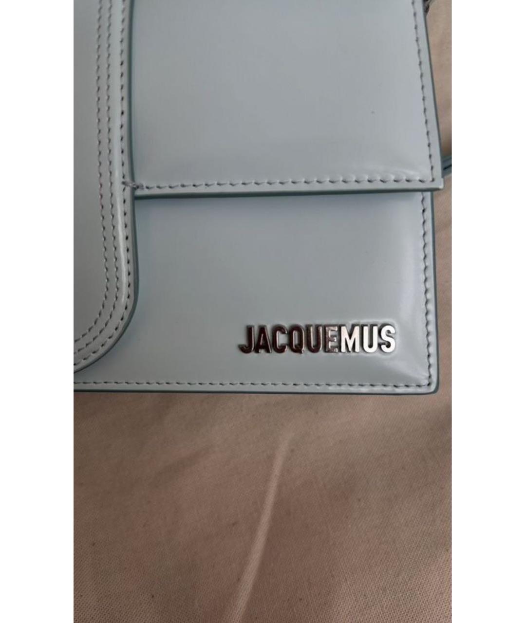 JACQUEMUS Голубая сумка с короткими ручками из лакированной кожи, фото 2